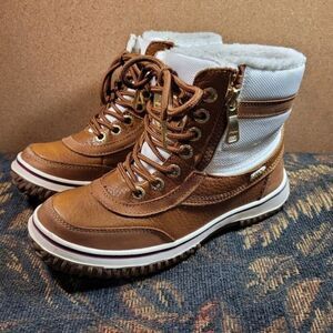 Pajar Women's Georgia Snowslide Gripped Chestnut Leather Winter Boots-Size 6